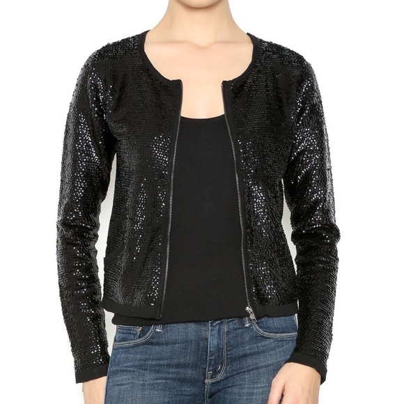 Black Sequin Cardigan Sweater - Picture 1 of 7